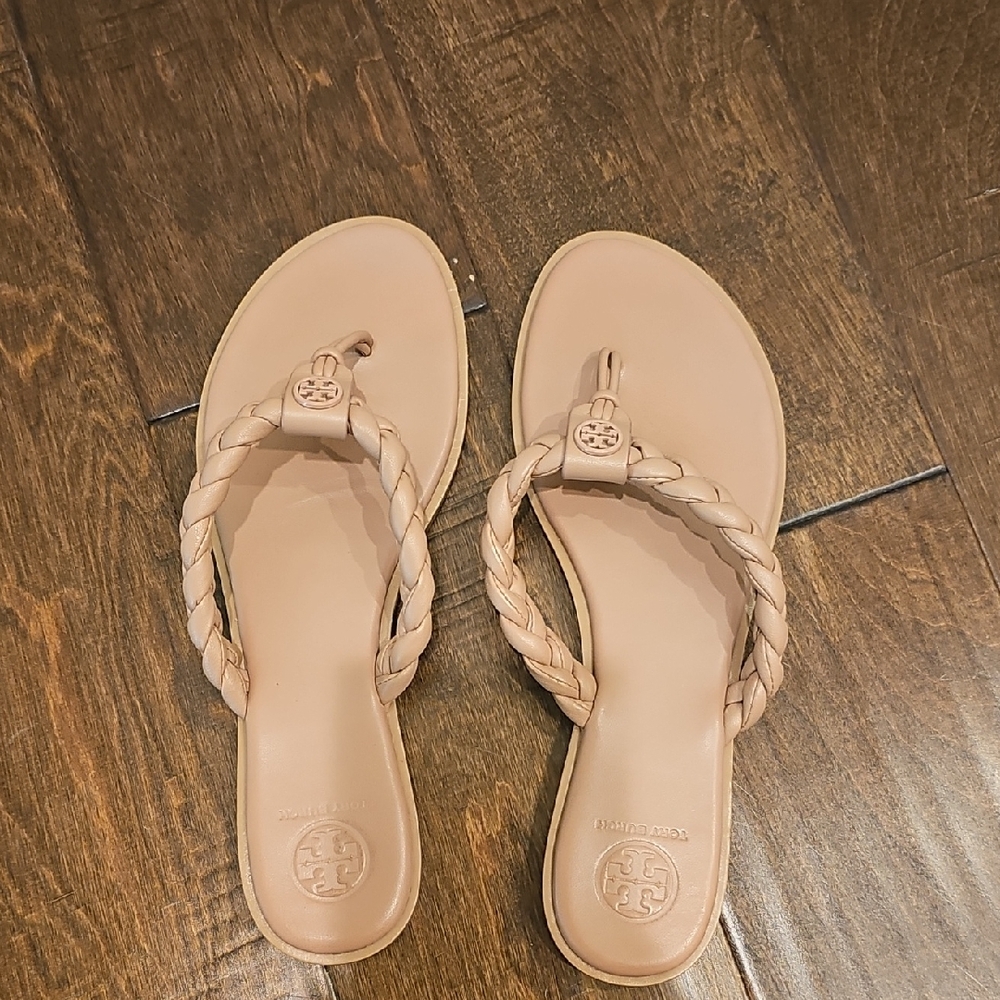 Tory Burch Beige Braided Sandals